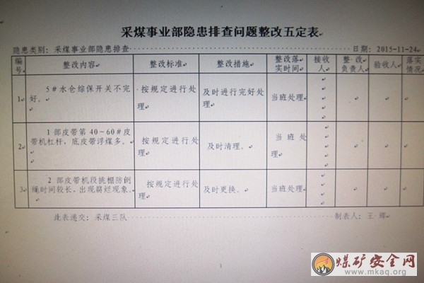 皖北煤電集團五溝煤礦采煤團支部開展“安全隱患隨手記”活動