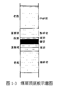 文本框:   圖1-3  煤層頂底板示意圖