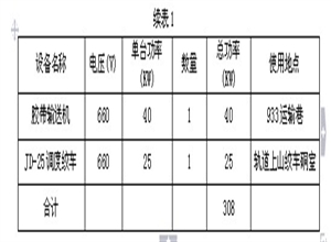 603掘進工作麵供電設計說明